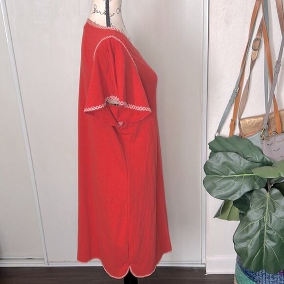 Max Studio Weekend Rust Flutter Sleeve Embroidered Dress size Large - Picture 6 of 10